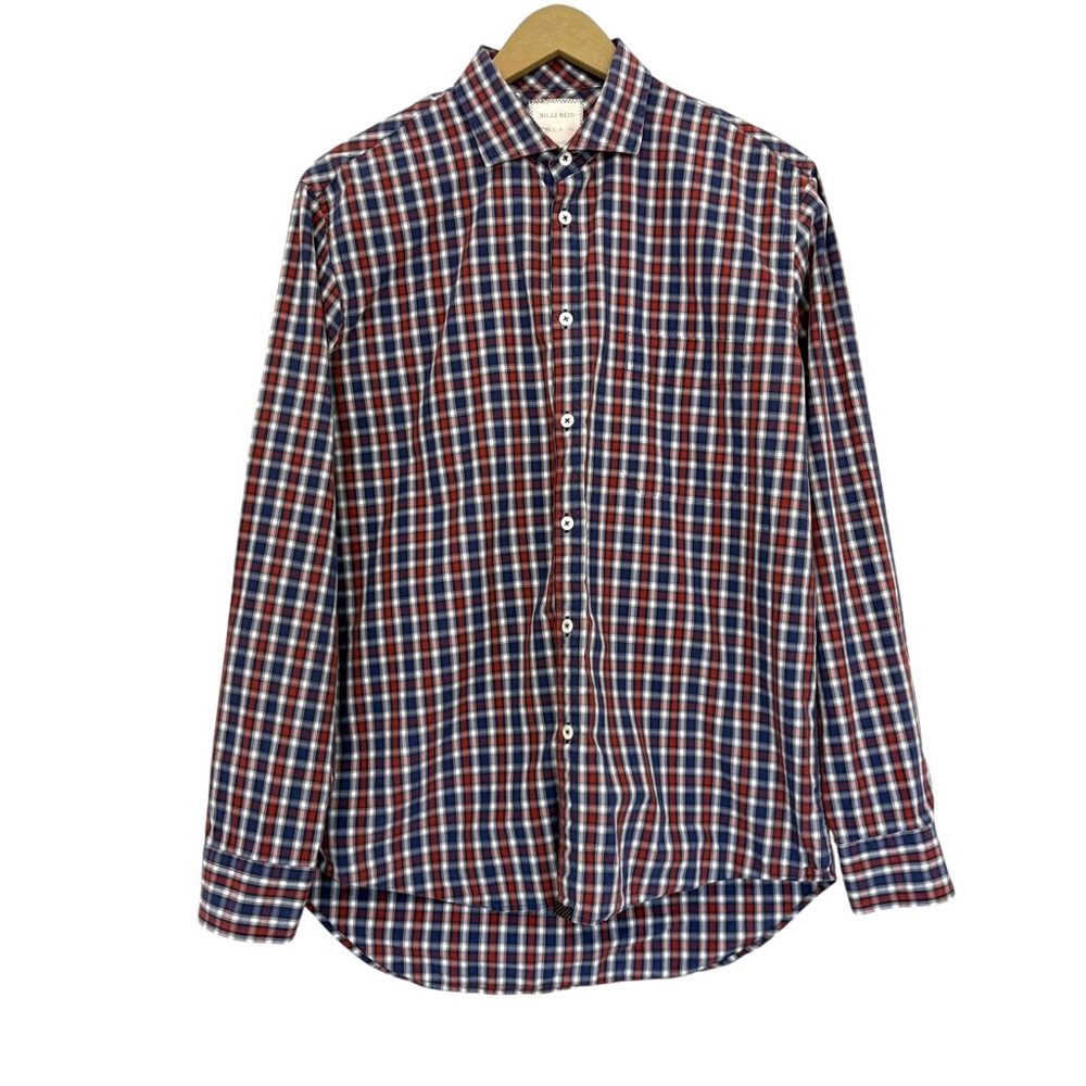 Billy Reid Men’s Medium Red White Blue Gingham Button Down‎ Shirt Classic Preppy